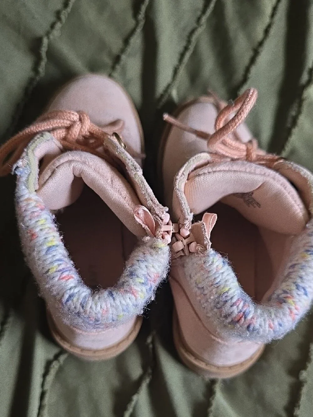 Kids Pink Lace-Up Winter Boots